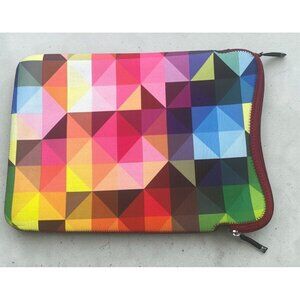Kaleidoscope Laptop Sleeve Bag IE Vibrant Rainbow Colors Geometric Design Zip Up